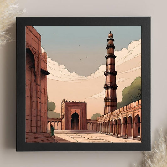 Vintage Travel Wall Art - Cities and Places in India Posters - Decorative Frames for Wall Decoration (Delhi)