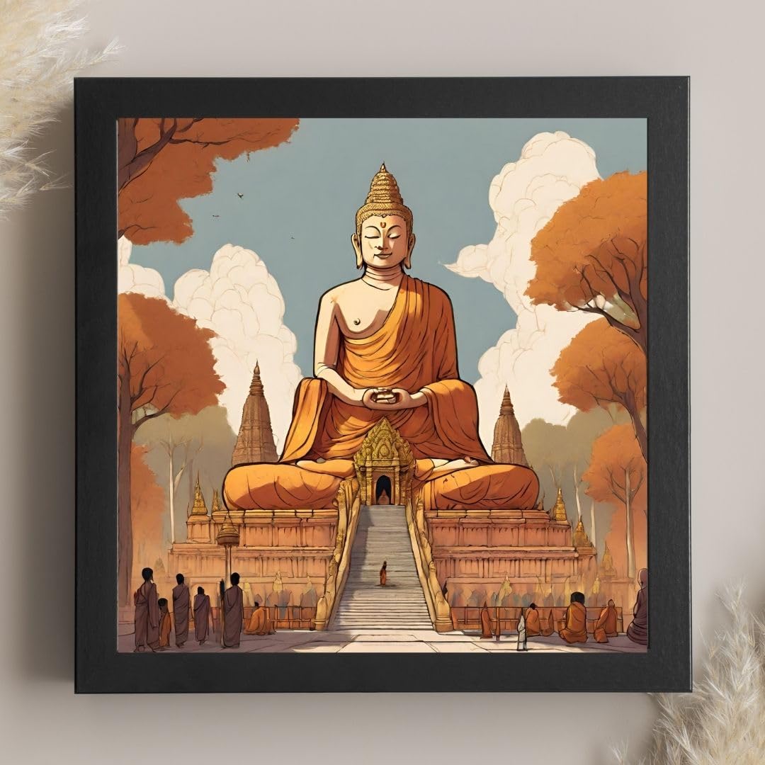 Vintage Travel Wall Art - Bodh Gaya Square Framed Poster