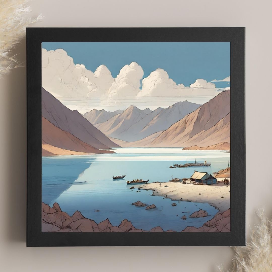 Vintage Travel Wall Art - Pangong Lake, Leh - Digital Art Poster