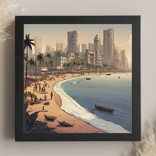Vintage Travel Wall Art - Cities and Places in India Posters - Decorative Frames for Wall Decoration (Mumbai)