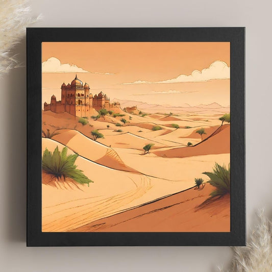 Vintage Travel Wall Art - Sand Dunes, Rajasthan - Decorative Frame Poster
