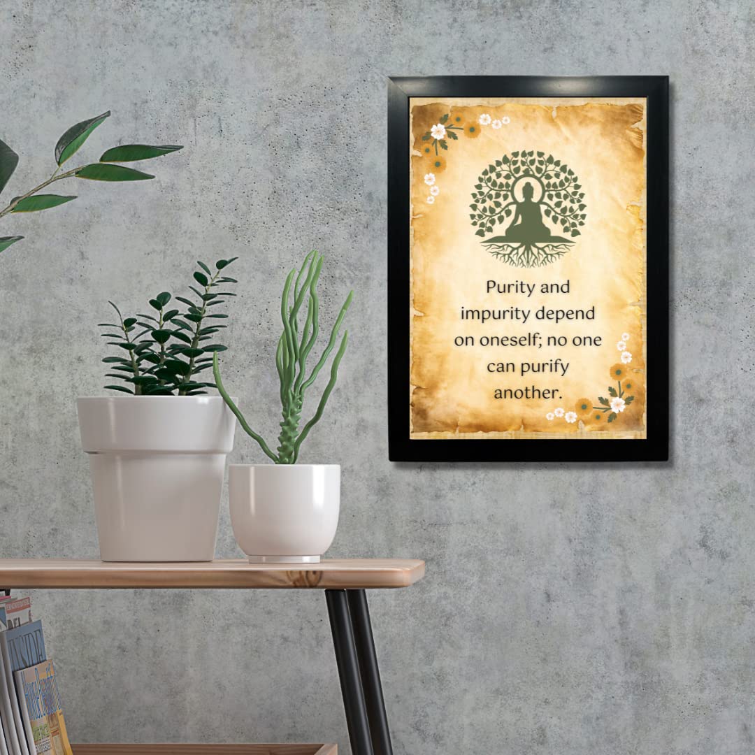 Buddha Posters for Wall Decor - Framed Quotes and Paintings (Purity and Impurity)