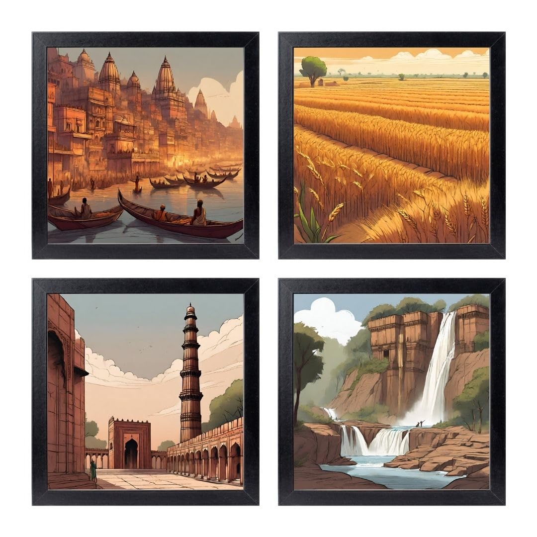Vintage Travel Wall Art - Cities and Places in India Posters - Decorative Frames for Wall Decoration